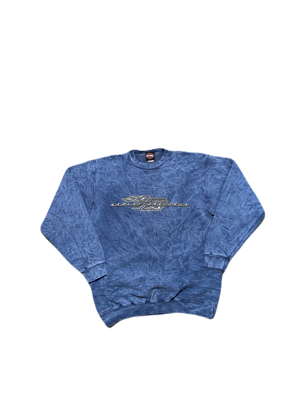 Vintage Harley-Davidson Crewneck Sweater Men Large Blue Tie Dye 2001 Manchester
